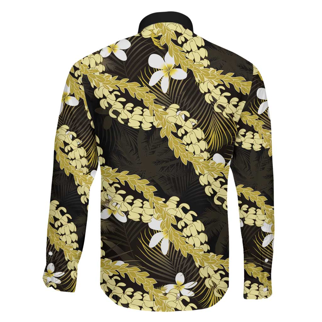 Puakenikeni Maile Lei Family Matching Summer Maxi Dress and Hawaiian Shirt Frangipani Yellow Tropical Leaves