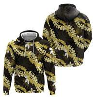 Puakenikeni Maile Lei Hoodie Frangipani Yellow Tropical Leaves LT01 - Polynesian Pride