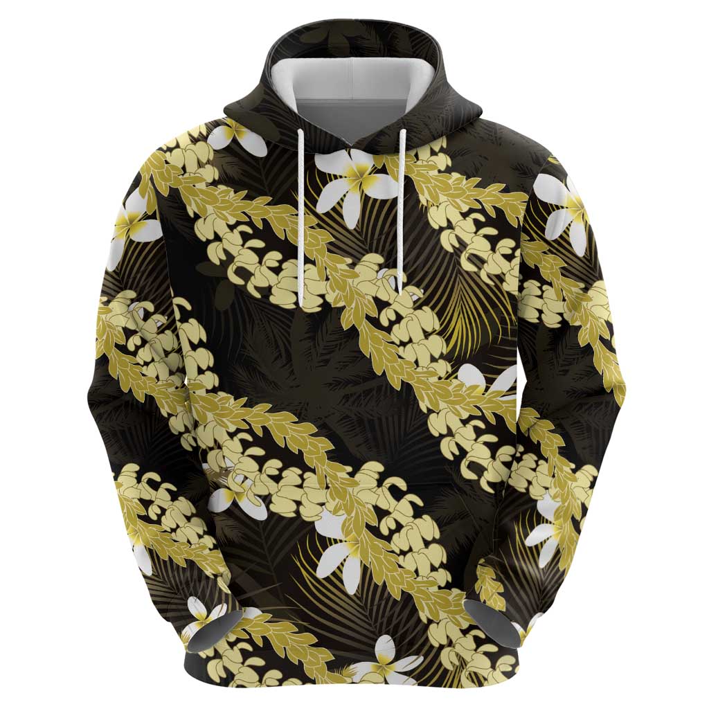 Puakenikeni Maile Lei Hoodie Frangipani Yellow Tropical Leaves LT01 - Polynesian Pride