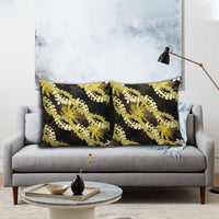 Puakenikeni Maile Lei Pillow Cover Frangipani Yellow Tropical Leaves