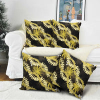 Puakenikeni Maile Lei Pillow Cover Frangipani Yellow Tropical Leaves