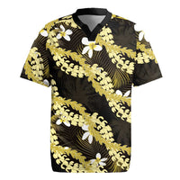 Puakenikeni Maile Lei Rugby Jersey Frangipani Yellow Tropical Leaves LT01 Yellow - Polynesian Pride