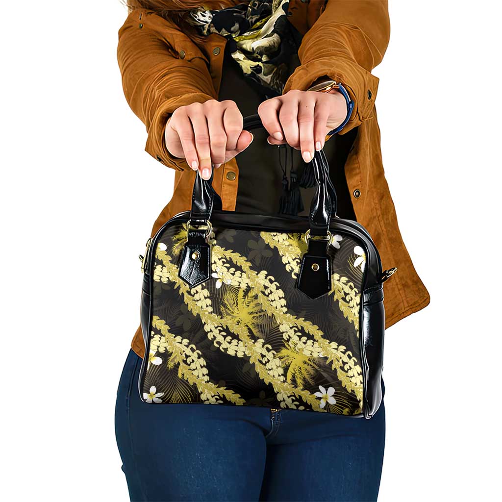Puakenikeni Maile Lei Shoulder Handbag Frangipani Yellow Tropical Leaves