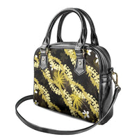 Puakenikeni Maile Lei Shoulder Handbag Frangipani Yellow Tropical Leaves
