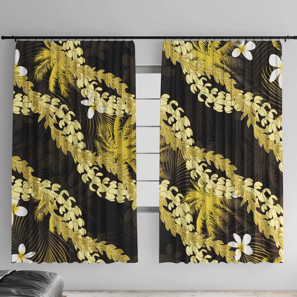 Puakenikeni Maile Lei Window Curtain Frangipani Yellow Tropical Leaves LT01 With Hooks Yellow - Polynesian Pride