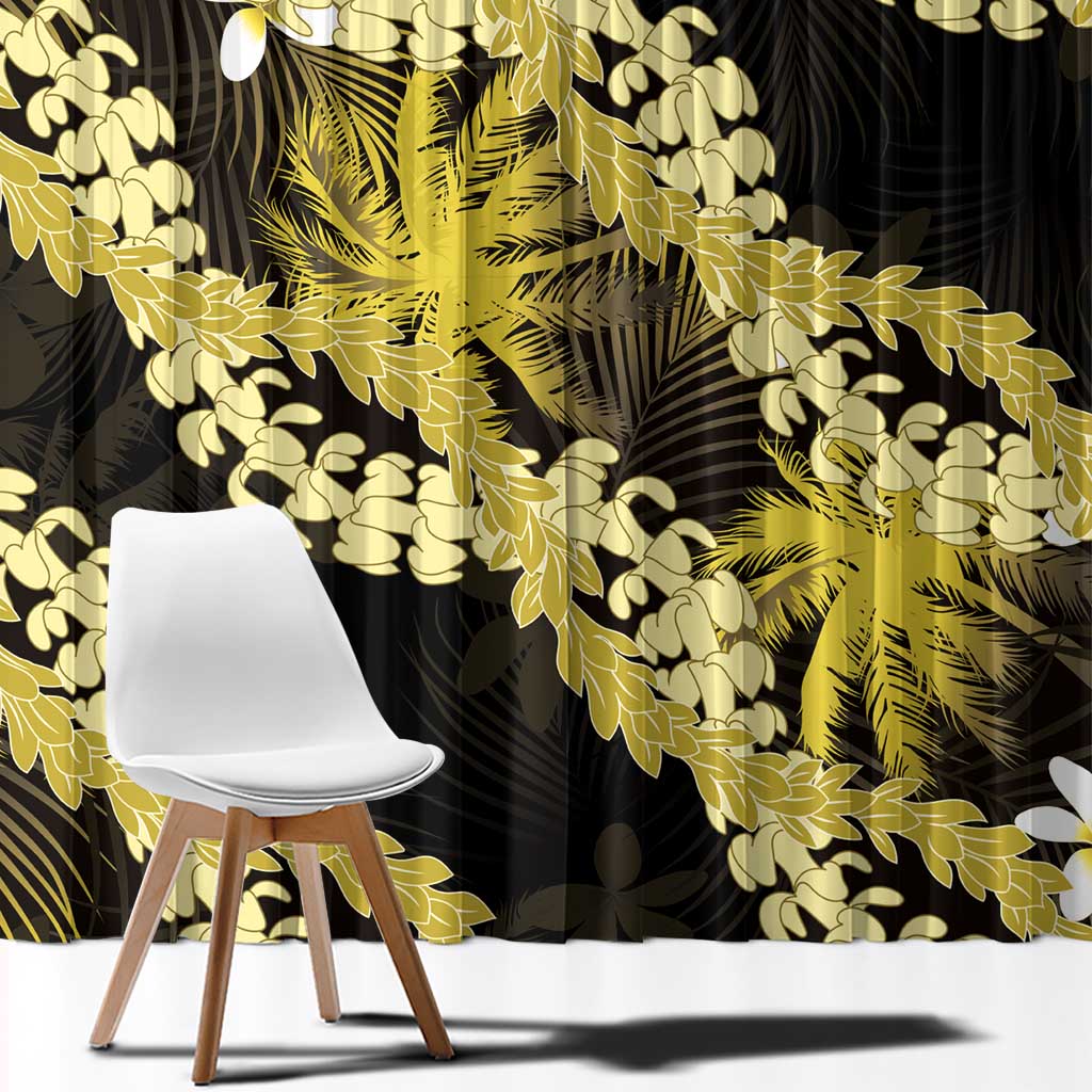 Puakenikeni Maile Lei Window Curtain Frangipani Yellow Tropical Leaves LT01 - Polynesian Pride