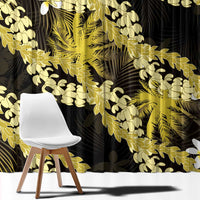 Puakenikeni Maile Lei Window Curtain Frangipani Yellow Tropical Leaves LT01 - Polynesian Pride