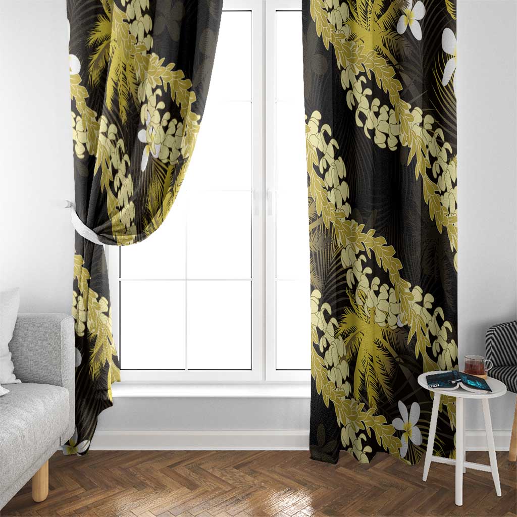 Puakenikeni Maile Lei Window Curtain Frangipani Yellow Tropical Leaves LT01 - Polynesian Pride