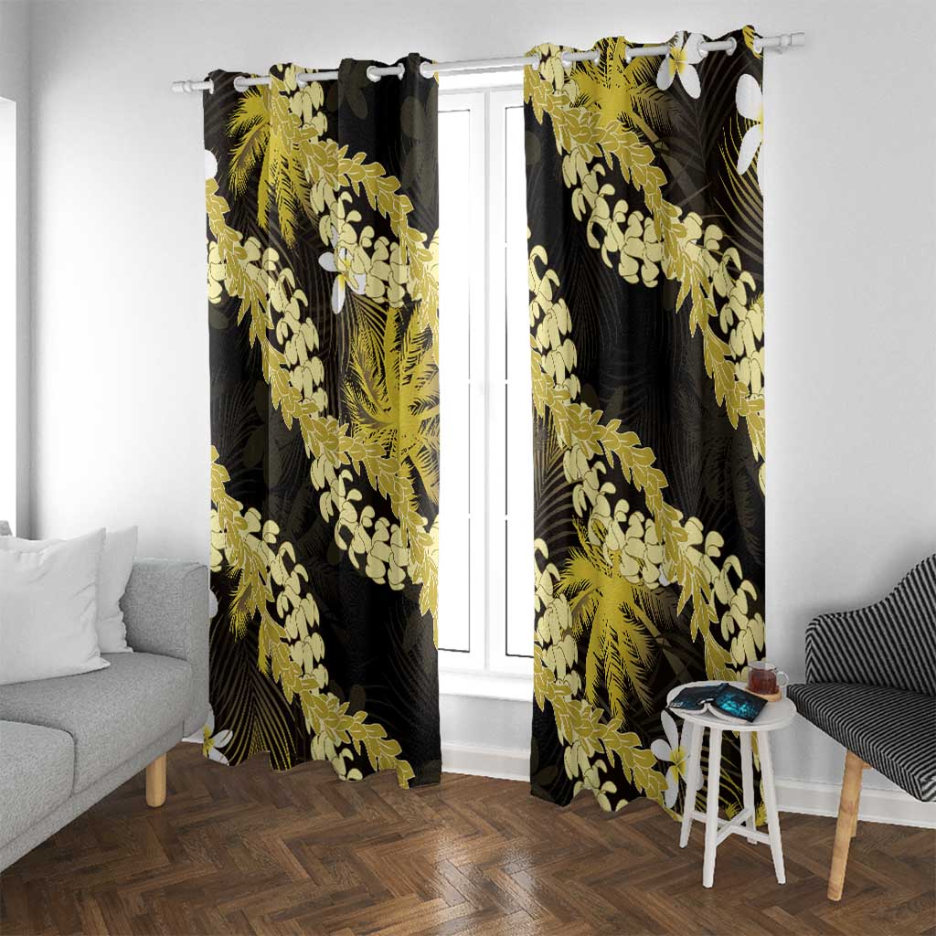 Puakenikeni Maile Lei Window Curtain Frangipani Yellow Tropical Leaves LT01 With Grommets Yellow - Polynesian Pride