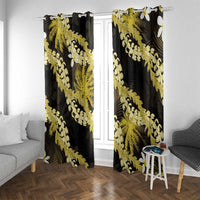 Puakenikeni Maile Lei Window Curtain Frangipani Yellow Tropical Leaves LT01 With Grommets Yellow - Polynesian Pride