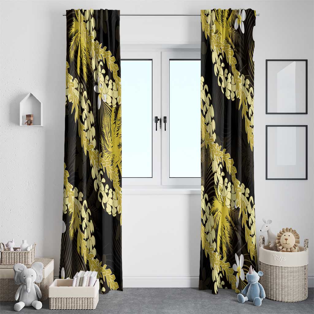 Puakenikeni Maile Lei Window Curtain Frangipani Yellow Tropical Leaves LT01 - Polynesian Pride