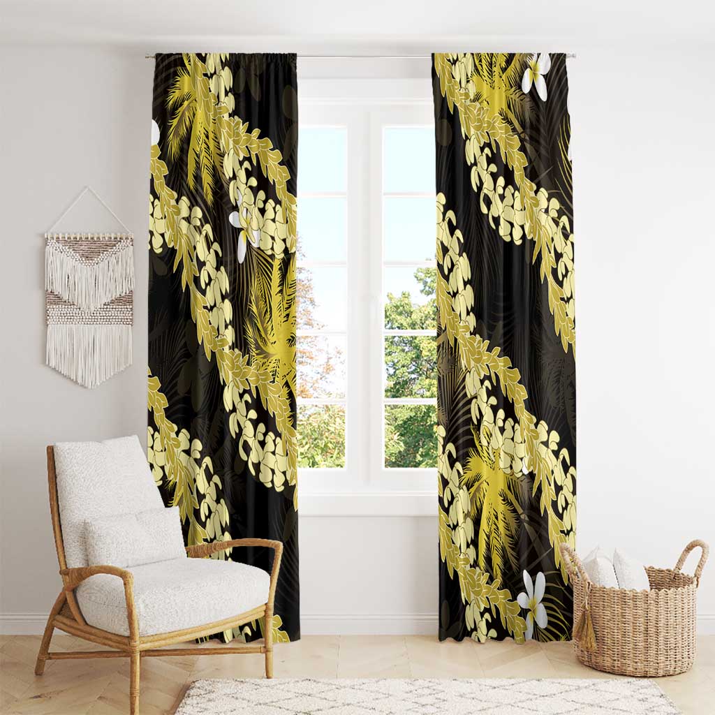 Puakenikeni Maile Lei Window Curtain Frangipani Yellow Tropical Leaves LT01 - Polynesian Pride