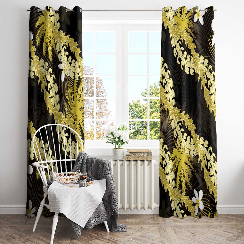 Puakenikeni Maile Lei Window Curtain Frangipani Yellow Tropical Leaves LT01 - Polynesian Pride