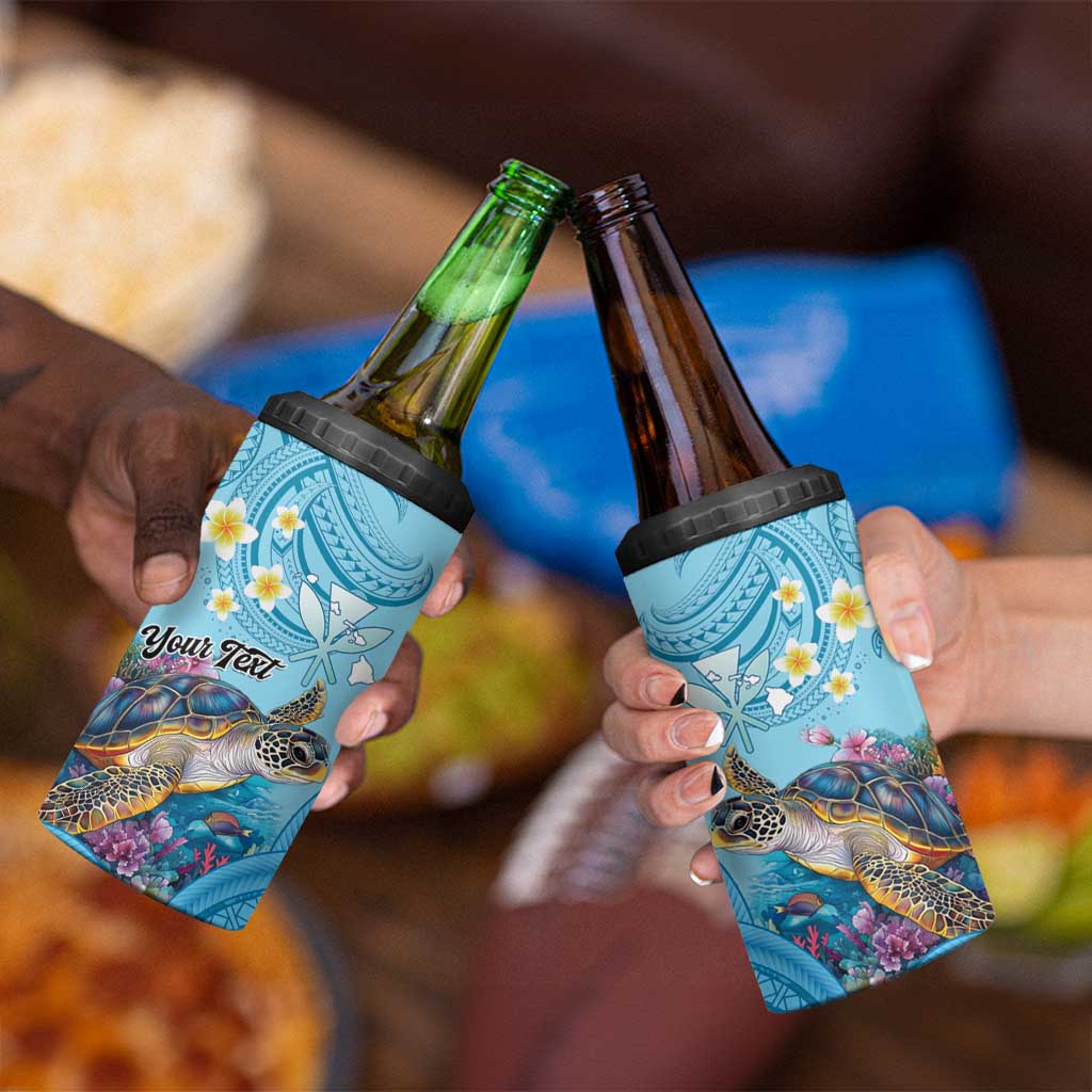 Personalized Hawaii Sea Turtle 4 in 1 Can Cooler Tumbler Hawaii Map Ocean Vibes