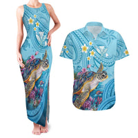 Personalized Hawaii Sea Turtle Couples Matching Tank Maxi Dress and Hawaiian Shirt Hawaii Map Ocean Vibes