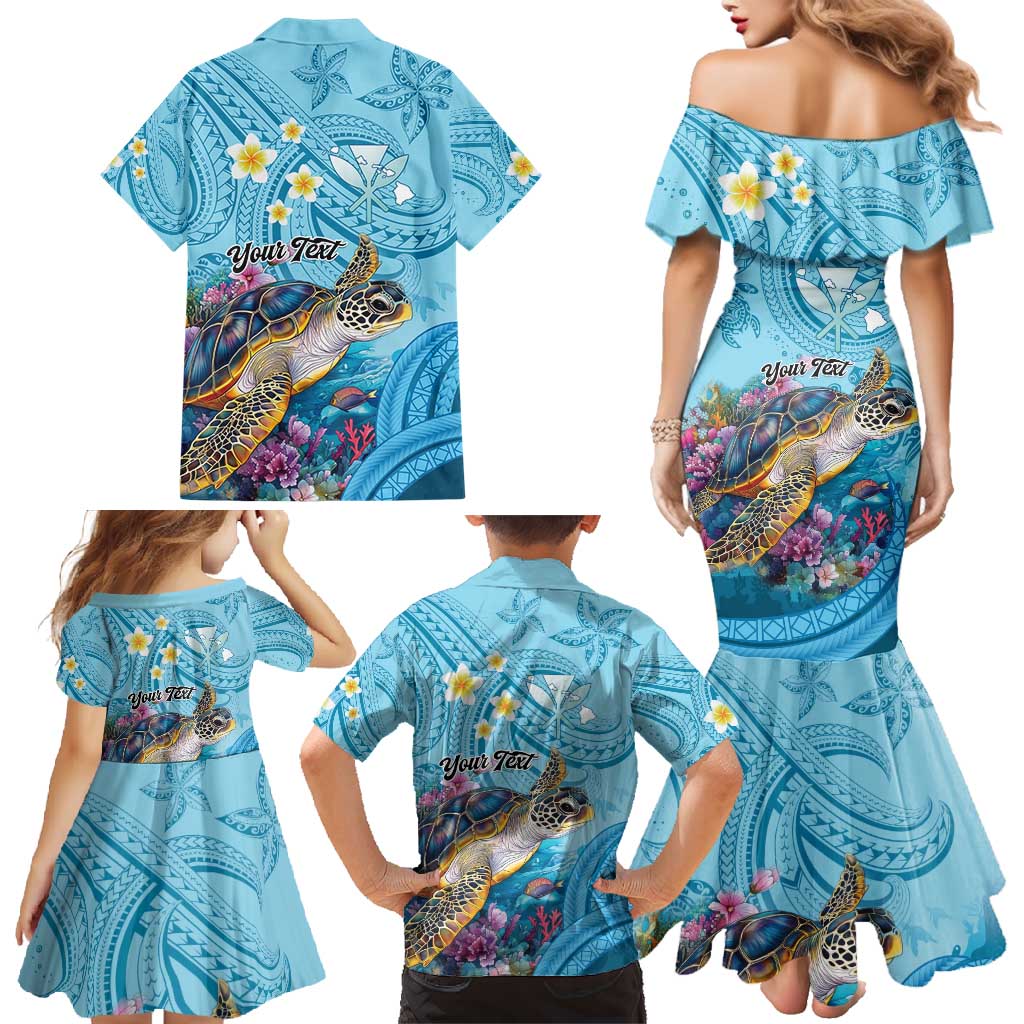 Personalized Hawaii Sea Turtle Family Matching Mermaid Dress and Hawaiian Shirt Hawaii Map Ocean Vibes