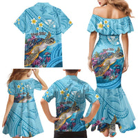 Personalized Hawaii Sea Turtle Family Matching Mermaid Dress and Hawaiian Shirt Hawaii Map Ocean Vibes
