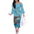 Personalized Hawaii Sea Turtle Family Matching Off The Shoulder Long Sleeve Dress and Hawaiian Shirt Hawaii Map Ocean Vibes