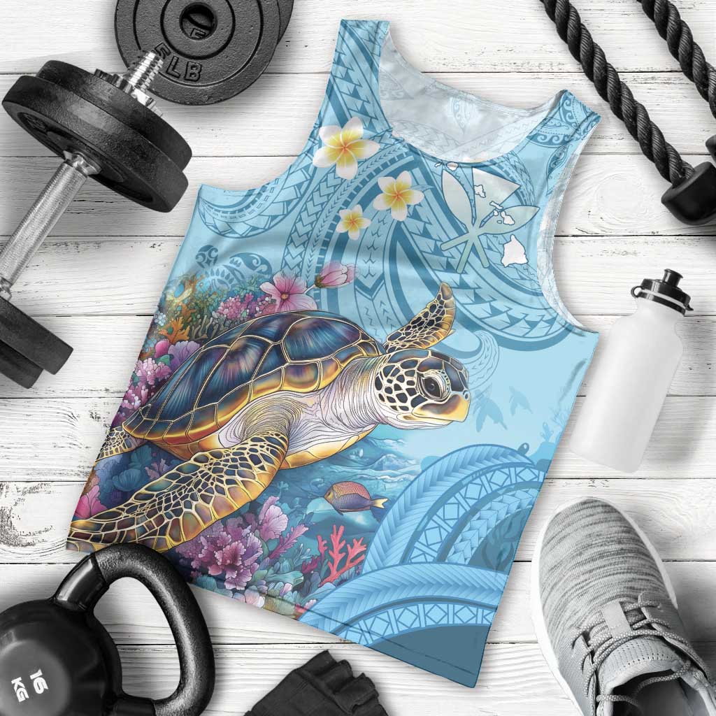 Personalized Hawaii Sea Turtle Men Tank Top Hawaii Map Ocean Vibes