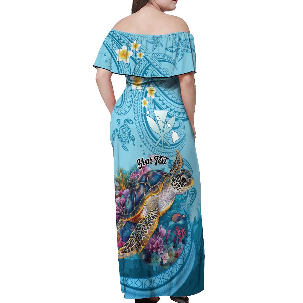 Personalized Hawaii Sea Turtle Off Shoulder Maxi Dress Hawaii Map Ocean Vibes