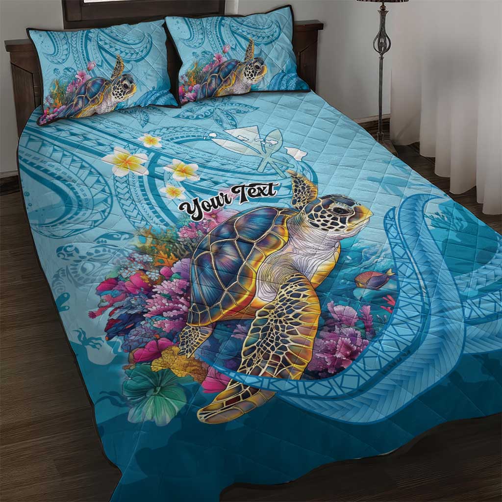 Personalized Hawaii Sea Turtle Quilt Bed Set Hawaii Map Ocean Vibes