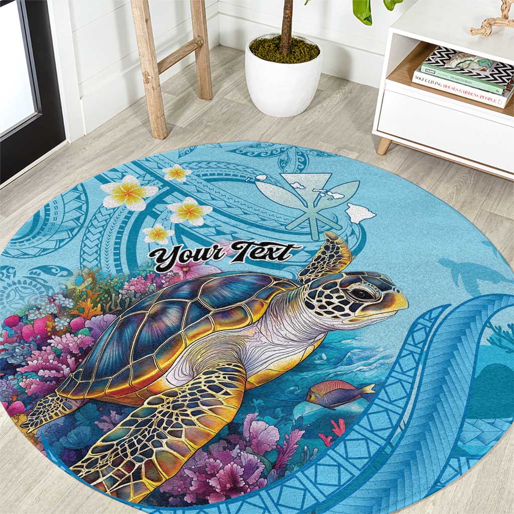 Personalized Hawaii Sea Turtle Round Carpet Hawaii Map Ocean Vibes