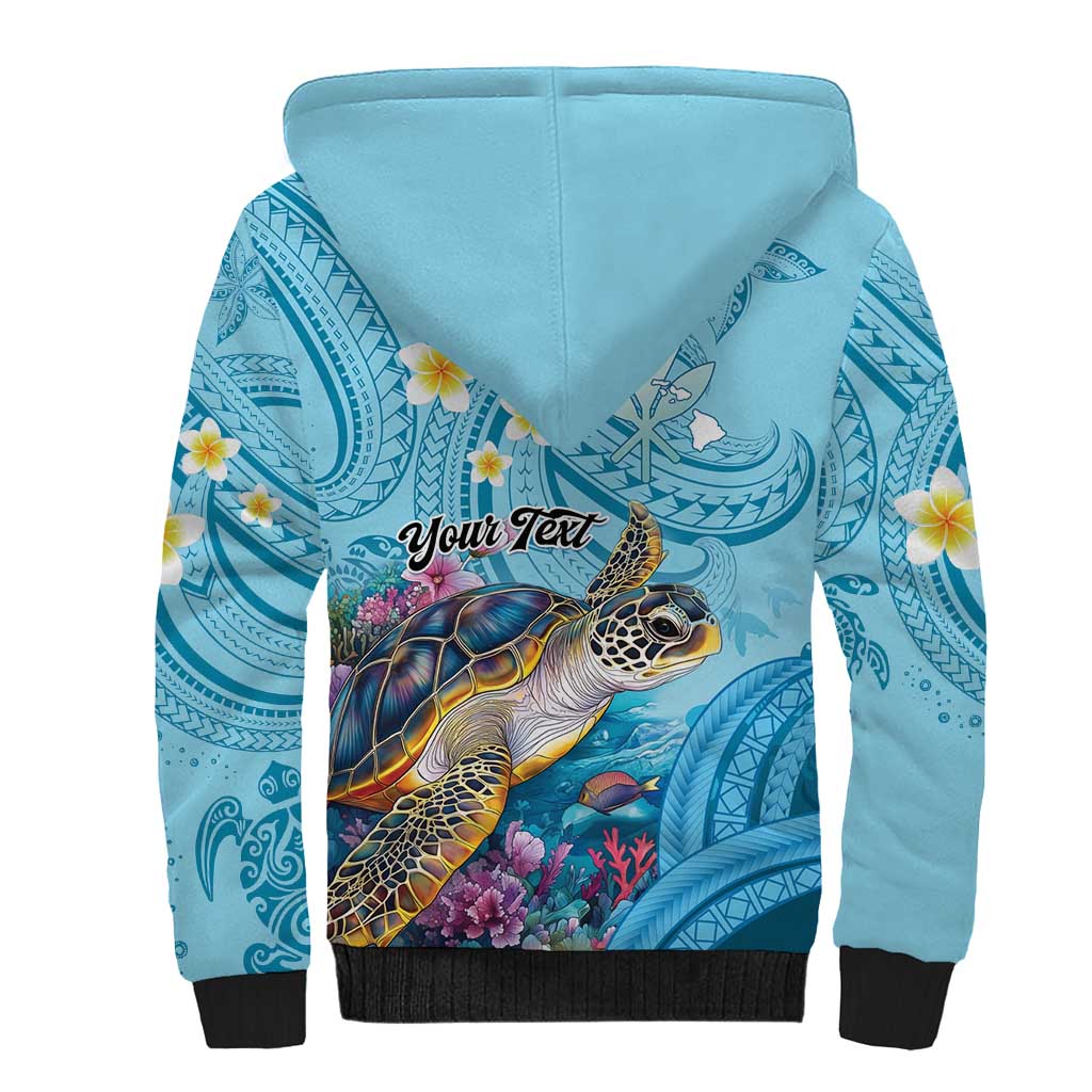 Personalized Hawaii Sea Turtle Sherpa Hoodie Hawaii Map Ocean Vibes