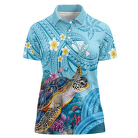 Personalized Hawaii Sea Turtle Women Polo Shirt Hawaii Map Ocean Vibes