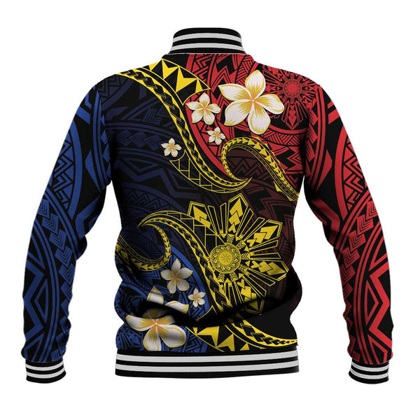 Polynesian Sunset Plumeria Baseball Jacket Pacific Island Tribal Green Style LT9 main image 0