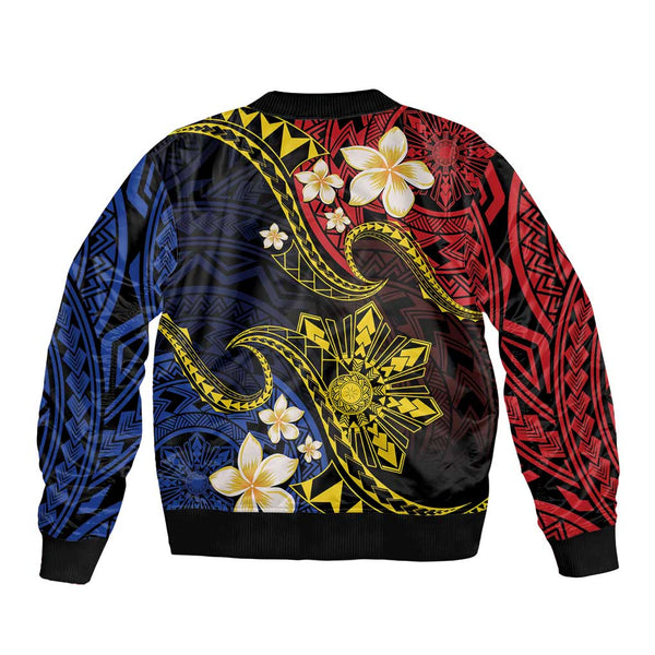 Polynesian Sunset Plumeria Bomber Jacket Pacific Island Tribal Green Style LT9