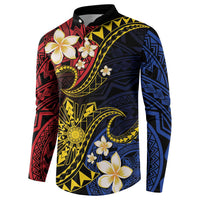 Philippines Spirit Tribal Sun Plumeria Button Sweatshirt Red And Blue Polynesian Pattern