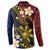 Philippines Spirit Tribal Sun Plumeria Button Sweatshirt Red And Blue Polynesian Pattern