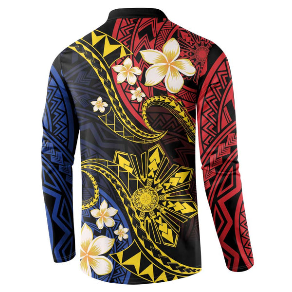 Polynesian Sweatshirt With Plumeria Flower Blue LT6