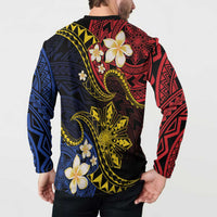 Philippines Spirit Tribal Sun Plumeria Button Sweatshirt Red And Blue Polynesian Pattern