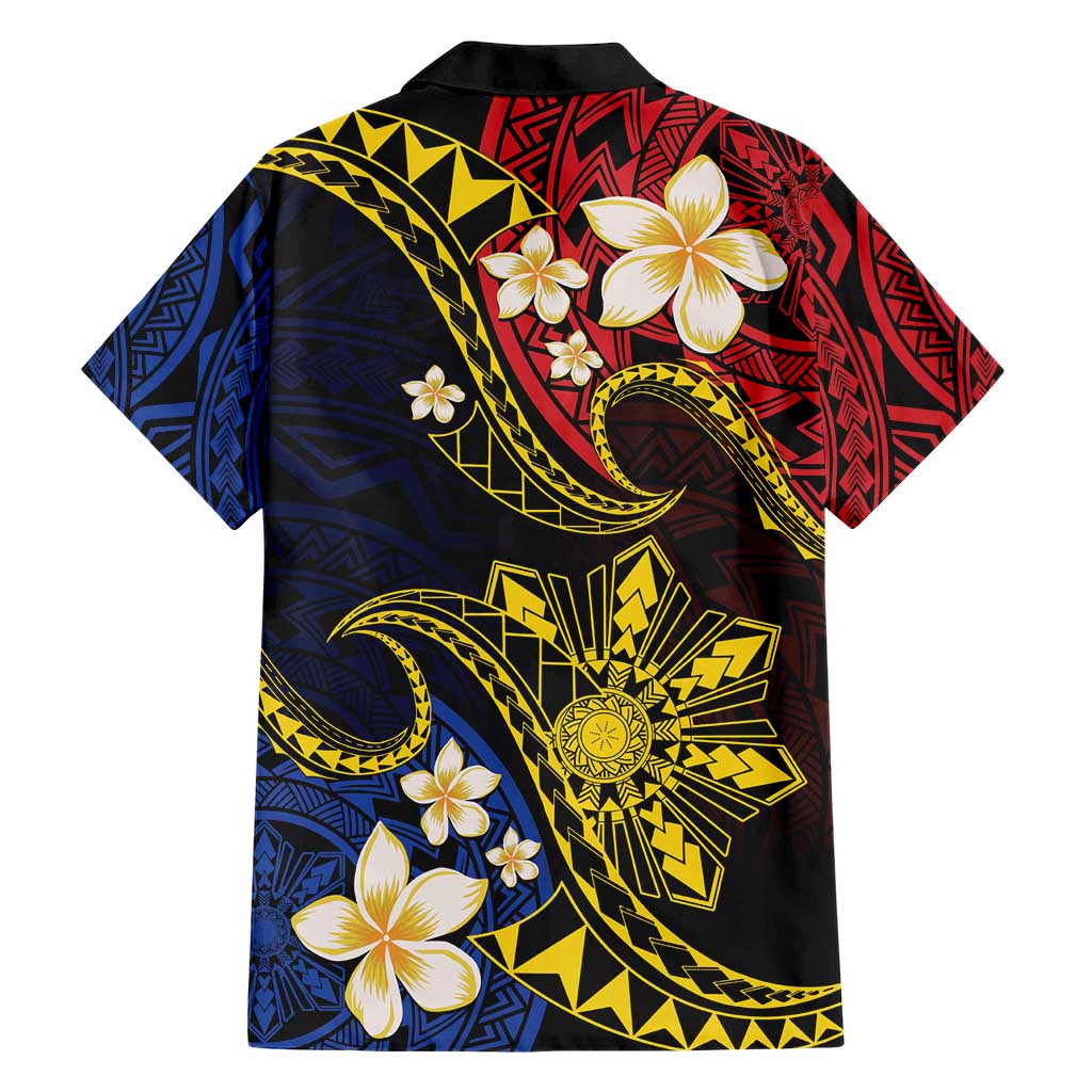 Philippines Spirit Tribal Sun Plumeria Family Matching Short Sleeve Bodycon Dress and Hawaiian Shirt Red And Blue Polynesian Pattern