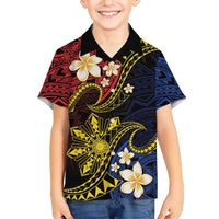 Philippines Spirit Tribal Sun Plumeria Family Matching Short Sleeve Bodycon Dress and Hawaiian Shirt Red And Blue Polynesian Pattern