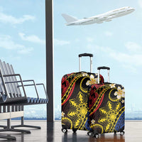 Philippines Spirit Tribal Sun Plumeria Luggage Cover Red And Blue Polynesian Pattern