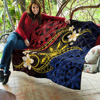 Philippines Spirit Tribal Sun Plumeria Quilt Red And Blue Polynesian Pattern