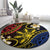 Philippines Spirit Tribal Sun Plumeria Round Carpet Red And Blue Polynesian Pattern