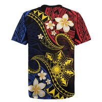 Philippines Spirit Tribal Sun Plumeria Rugby Jersey Red And Blue Polynesian Pattern