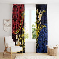 Philippines Spirit Tribal Sun Plumeria Window Curtain Red And Blue Polynesian Pattern
