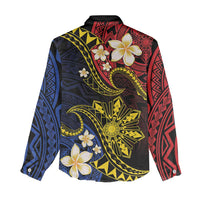 Philippines Spirit Tribal Sun Plumeria Women Casual Shirt Red And Blue Polynesian Pattern
