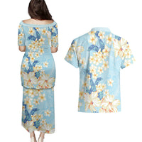 Hawaii Hibiscus Plumeria Blue Couples Matching Puletasi and Hawaiian Shirt Polynesian Pattern LT01 - Polynesian Pride