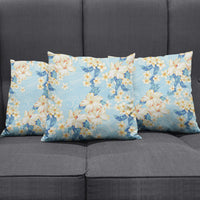 Hawaii Hibiscus Plumeria Blue Pillow Cover Polynesian Pattern