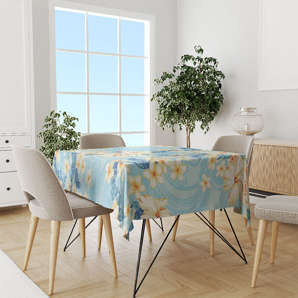 Hawaii Hibiscus Plumeria Blue Tablecloth Polynesian Pattern LT01 - Polynesian Pride