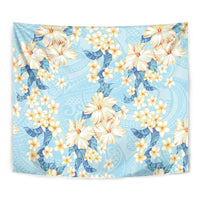 Hawaii Hibiscus Plumeria Blue Tapestry Polynesian Pattern LT01 - Polynesian Pride
