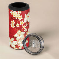 Hawaii Hibiscus Plumeria Red 4 in 1 Can Cooler Tumbler Polynesian Pattern LT01 - Polynesian Pride