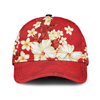 Hawaii Hibiscus Plumeria Red Classic Cap Polynesian Pattern LT01 Universal Fit Red - Polynesian Pride