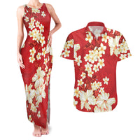 Hawaii Hibiscus Plumeria Red Couples Matching Tank Maxi Dress and Hawaiian Shirt Polynesian Pattern LT01 Red - Polynesian Pride