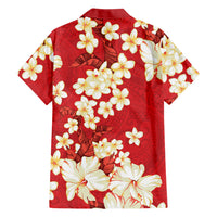 Hawaii Hibiscus Plumeria Red Family Matching Long Sleeve Bodycon Dress and Hawaiian Shirt Polynesian Pattern LT01 - Polynesian Pride
